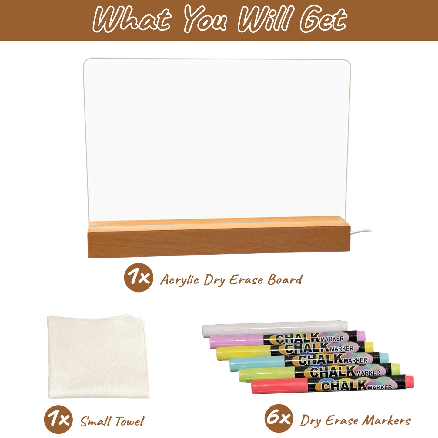 Acrylic Dry Erase Board with Light up Stand