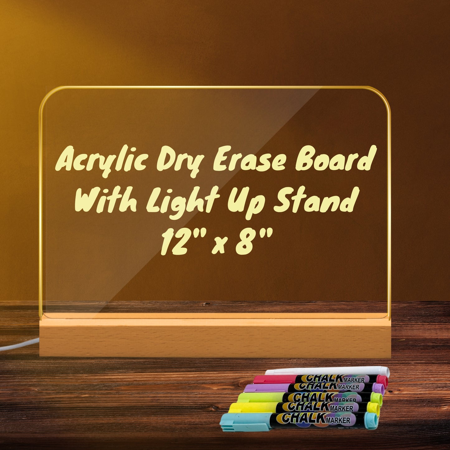 Acrylic Dry Erase Board with Light up Stand