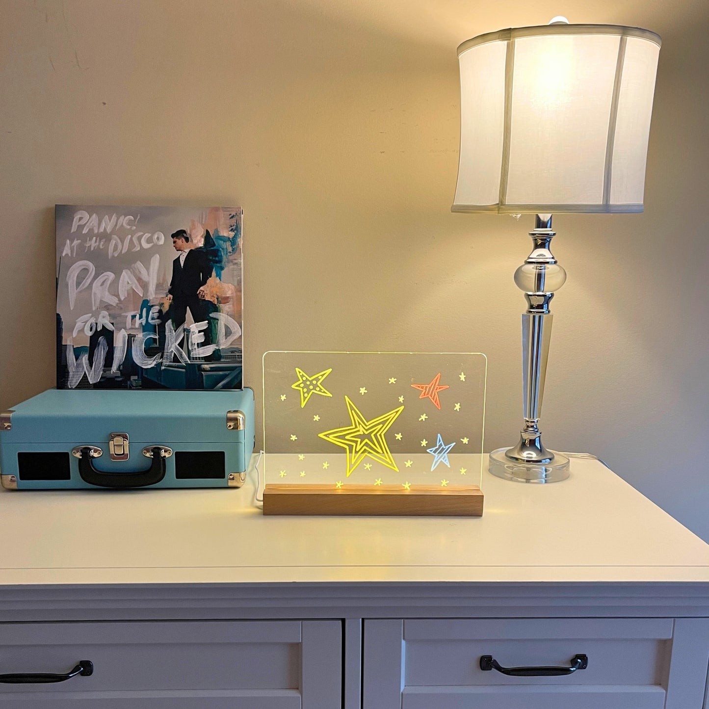 Acrylic Dry Erase Board with Light up Stand