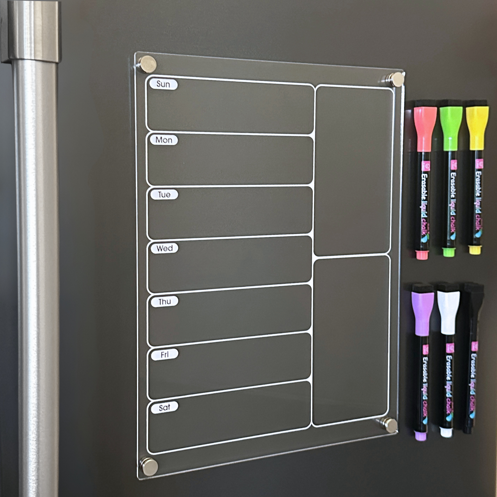 Magnetic Dry Erase Menu Board for Fridge Includes 4 Liquid Chalk